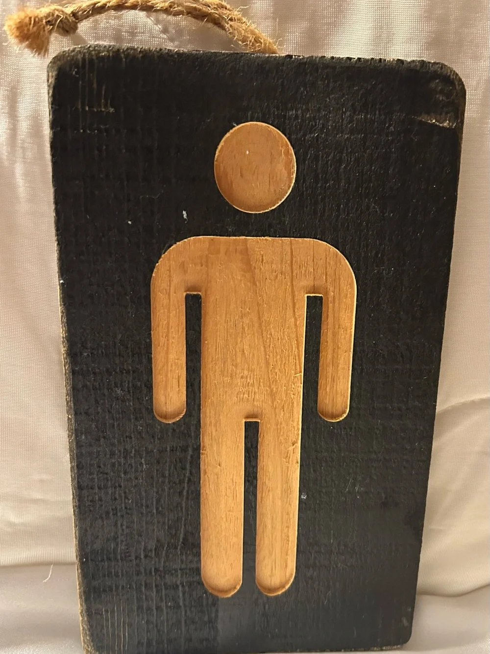 Unbranded Black and Natural Wood Bathroom Silhouette Wall Plaques